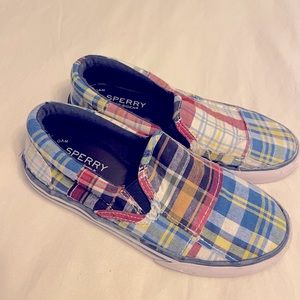 Little Boy Plaid Sperry Slip Ons Size 13M